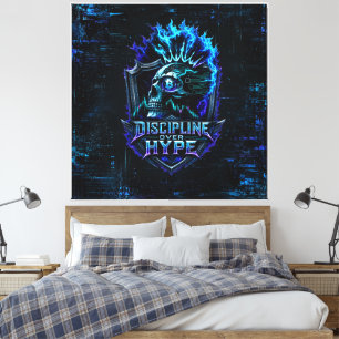 Discipline Over Hype Bitcoin Blue Cyber Grunge Canvas Print