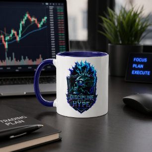 Discipline Over Hype Blue Glow Bitcoin Crypto Mug