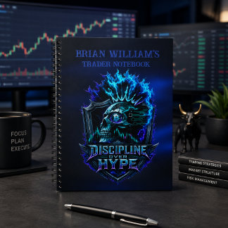 Discipline Over Hype Blue Glow Bitcoin Crypto Notebook