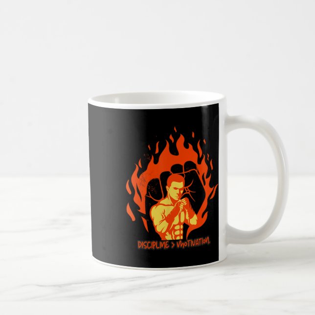 Discipline Over Motivation Boxing Strength  Coffee Mug (Right)