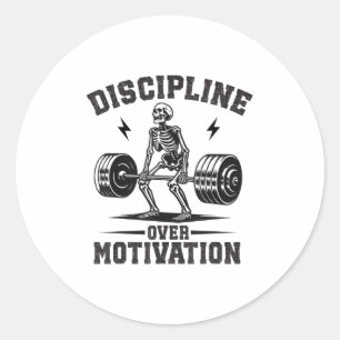 Discipline Over Motivation Gym Motivational Traini Classic Round Sticker