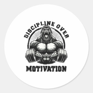 Discipline Over Motivation Weightlift Gym Quotes G Classic Round Sticker