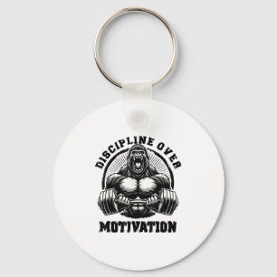 Discipline Over Motivation Weightlift Gym Quotes G Key Ring