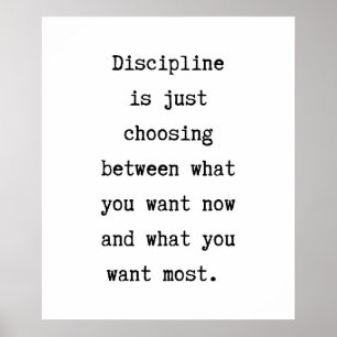 Discipline Quote Poster Wall Art Inspirational