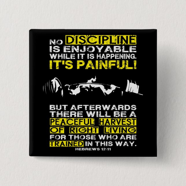 DISCIPLINE - Squat Workout Motivational 15 Cm Square Badge (Front)