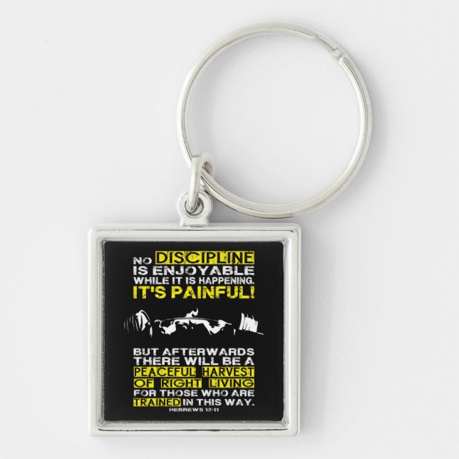 DISCIPLINE - Squat Workout Motivational Key Ring (Front)