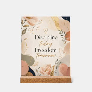 Discipline Today Freedom Tomorrow Motivational Art Acrylic Sign