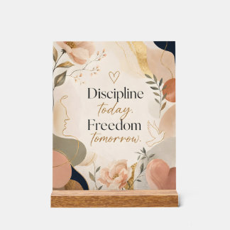Discipline Today Freedom Tomorrow Motivational Art Acrylic Sign