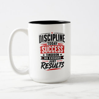 Discipline Today Success Tomorrow – Motivational T Two-Tone Coffee Mug
