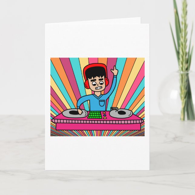 DiscJockey Retro DJ Music Producer Card (Front)