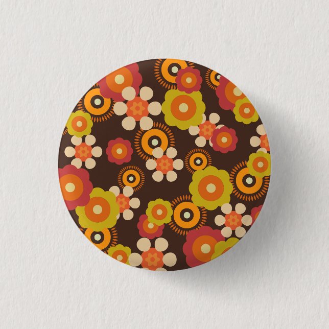 Disco 70s 60s Retro Flowers Pop Culture 3 Cm Round Badge (Front)