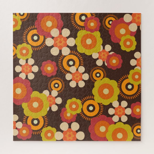 Disco 70s 60s Retro Flowers Pop Culture Jigsaw Puzzle (Vertical)