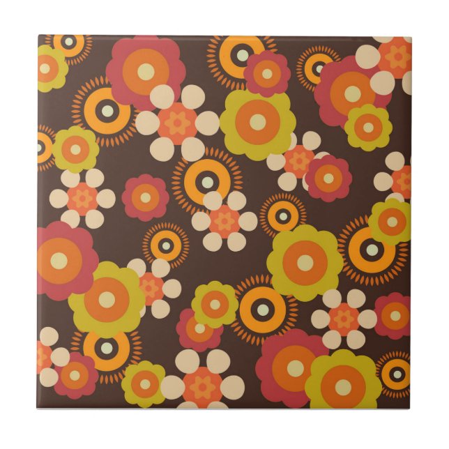 Disco 70s 60s Retro Flowers Pop Culture Tile (Front)
