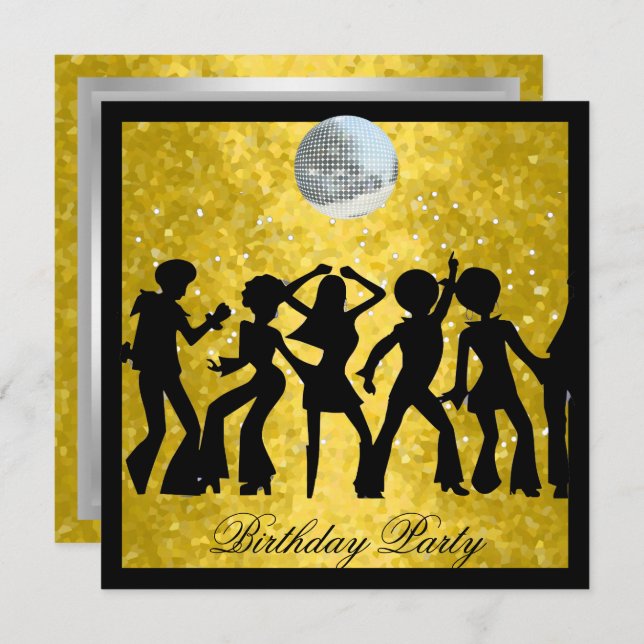 Disco 70's Birthday Party  Retro invitation (Front/Back)