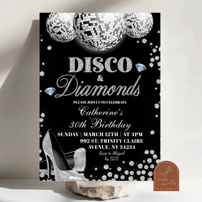 Disco and Diamonds Adult Birthday Party Invitation (Creator Uploaded)