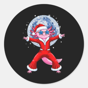 Disco Axolotl Christmas Santa Suit Funny Holiday 7 Classic Round Sticker