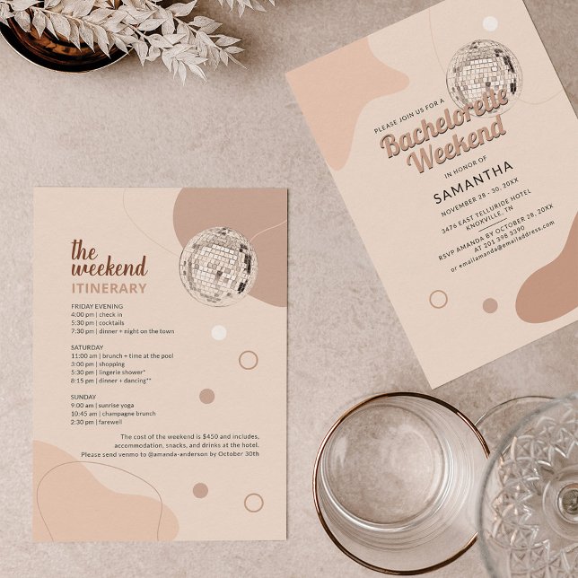 Disco Bachelorette Weekend with Itinerary Party Invitation (Creator Uploaded)
