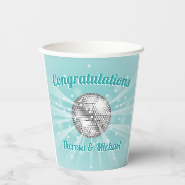 Disco Ball Baby Shower Blue Boy Paper Cups (Front)