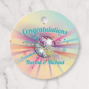 Disco Ball Baby Shower Groovy Pastel Rainbow Favour Tags