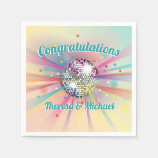 Disco Ball Baby Shower Groovy Pastel Rainbow Napkin