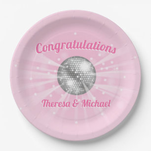 Disco Ball Baby Shower Groovy Pink Girl Paper Plate
