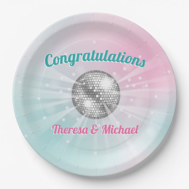 Disco Ball Baby Shower Paper Plate (Front)