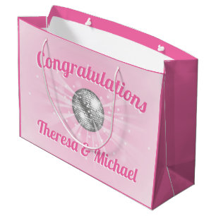 Disco Ball Baby Shower Pink Girl Large Gift Bag