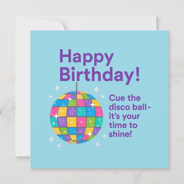 Disco Ball Birthday  Card (Front)