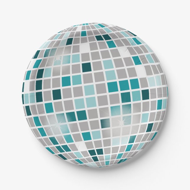 Disco Ball Birthday Party Paper Plates Cake (Front)