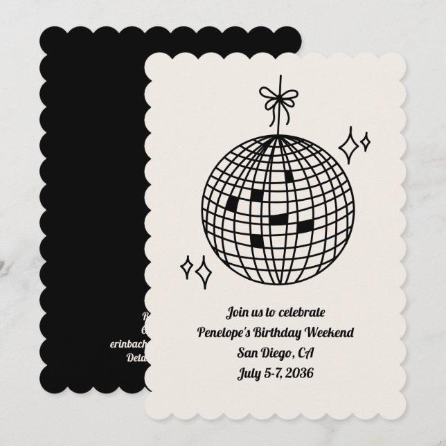 Disco Ball Birthday Party Weekend Invitation (Front/Back)