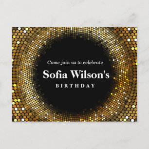 disco ball birthday Postcard invitation