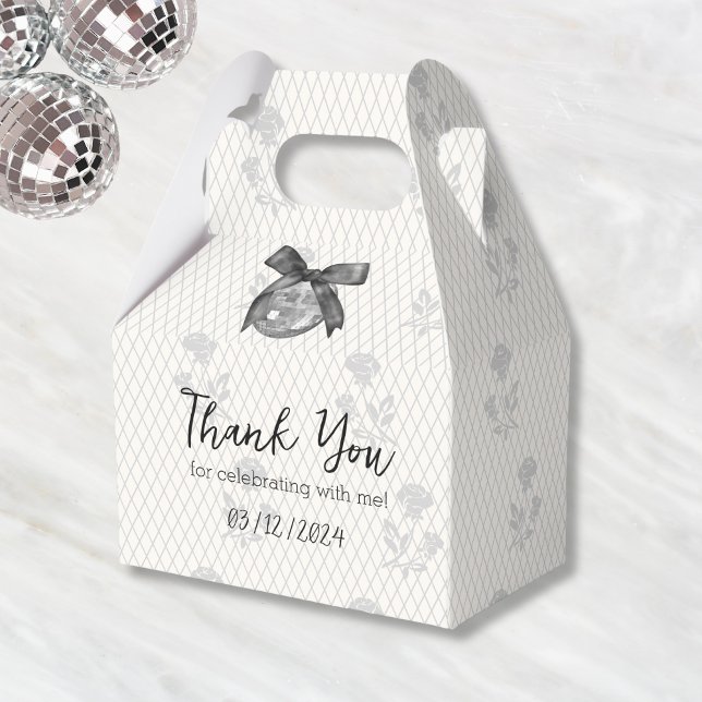 Disco Ball & Black Bow Coquette Elegant Chic Cute Favour Box (Creator Uploaded)