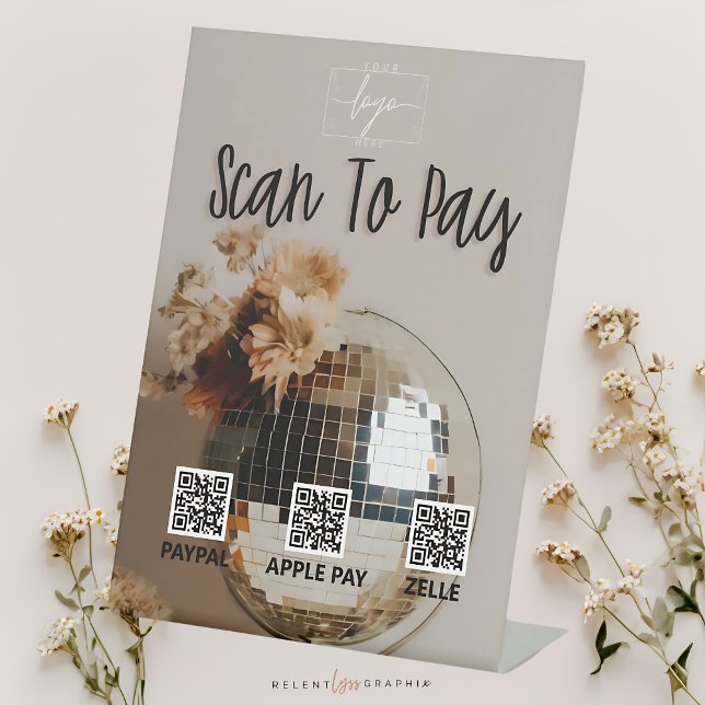 Disco Ball | Boho Flowers | QR Code | Payment Sign (Creator Uploaded)