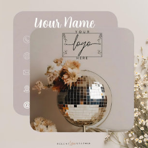 Disco Ball   Boho Flowers Square Business Card
