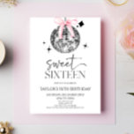 Disco Ball Bow Sweet Sixteen 16th Birthday Party Invitation<br><div class="desc">This is a Silver Disco Ball Pink Coquette Bow Sweet Sixteen 16th Birthday Party Invitation!</div>