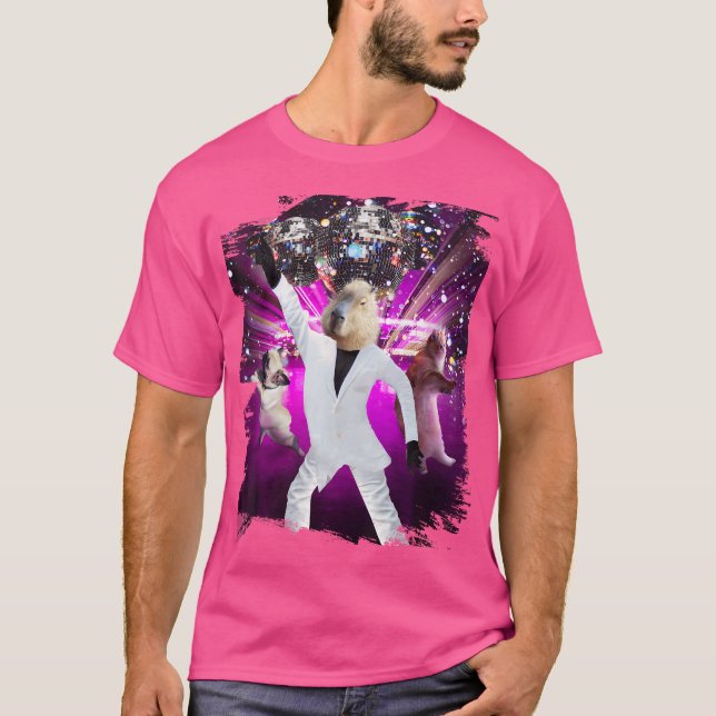 Disco Ball Capybara Dancing Funny T-Shirt (Front)