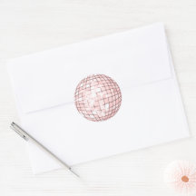 Disco Ball Champagne Pink Classic Round Sticker