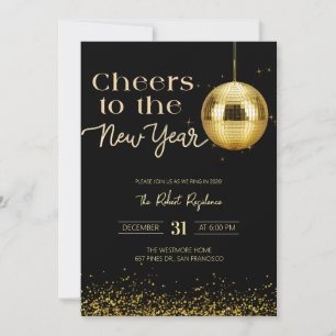 Disco ball cheers New Year's Party Invitation