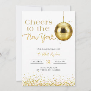 Disco ball cheers New Year's Party Invitation