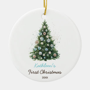 Disco Ball Christmas Tree Baby's First Christmas Ceramic Tree Decoration