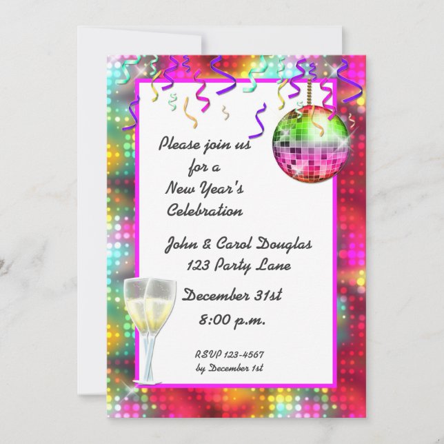 Disco Ball Cocktail Invitation (Front)