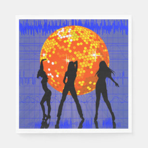 Disco Ball Dance Party Silhouette Napkin