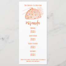 Disco Ball Dinner Menu Orange