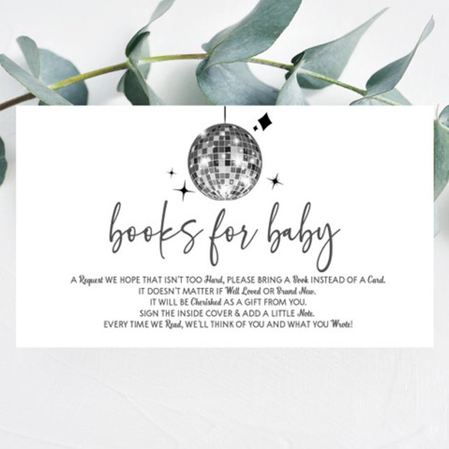 Disco Ball 'Disco Baby' Baby Shower Books For Baby Enclosure Card (Creator Uploaded)