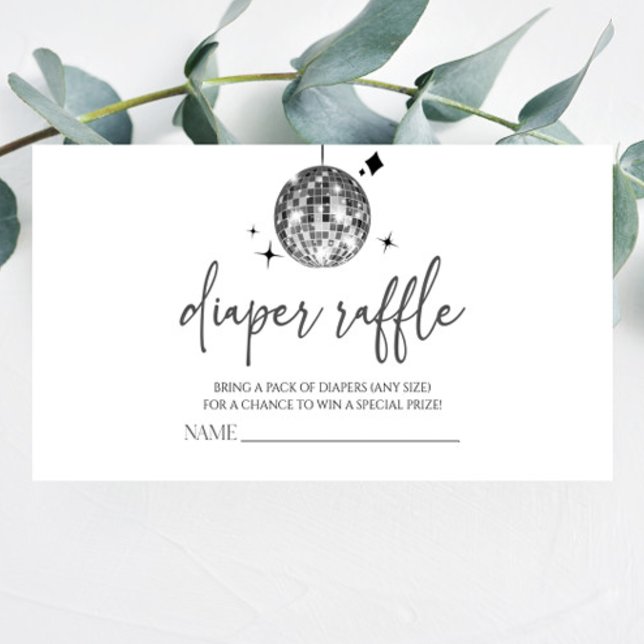 Disco Ball 'Disco Baby' Baby Shower Diaper Raffle Enclosure Card (Creator Uploaded)