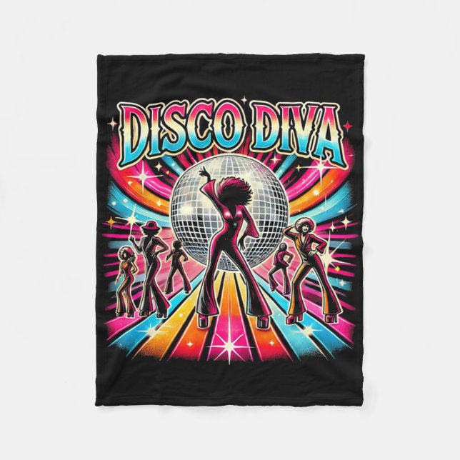 Disco Ball Disco Diva Queen  Fleece Blanket (Front)