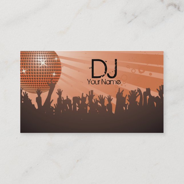 Disco Ball -DJ Business card-brown Business Card (Front)