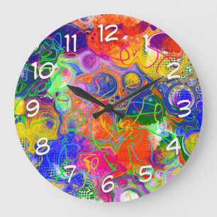 Disco Ball Electricity Fluid Art Large Clock