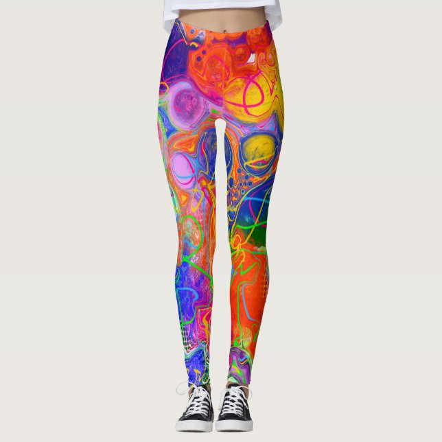 Disco Ball Electricity Fluid Art  Leggings (Front)