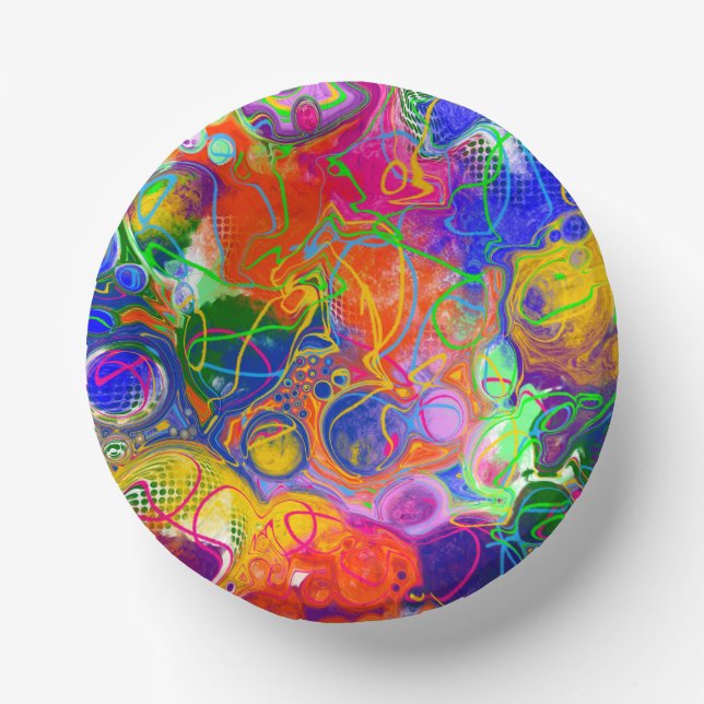 Disco Ball Electricity Fluid Art  Paper Plate (Front)